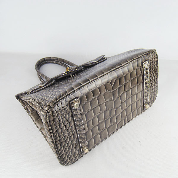 High Quality Fake Hermes Birkin 35CM Crocodile Veins Leather Bag Khaki 6089 - Click Image to Close